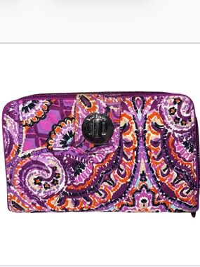 Vera Bradley Purple Paisley Quilted Turnlock Wallet